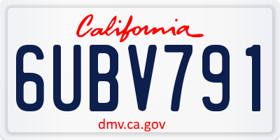CA license plate 6UBV791