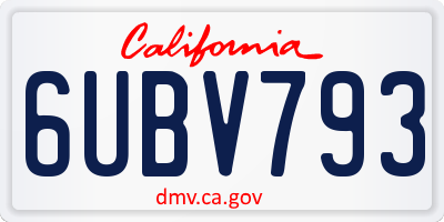 CA license plate 6UBV793