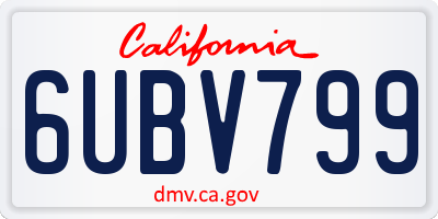 CA license plate 6UBV799