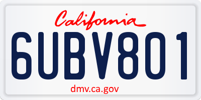 CA license plate 6UBV801