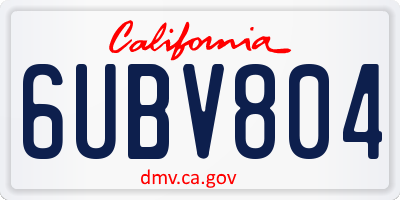 CA license plate 6UBV804