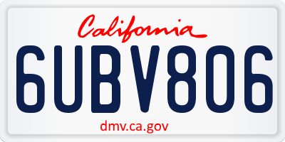 CA license plate 6UBV806