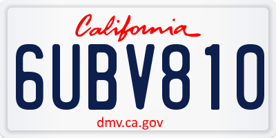 CA license plate 6UBV810