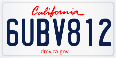 CA license plate 6UBV812