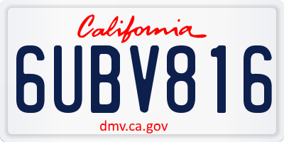 CA license plate 6UBV816
