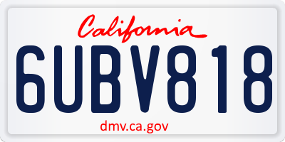 CA license plate 6UBV818