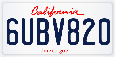 CA license plate 6UBV820