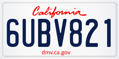 CA license plate 6UBV821