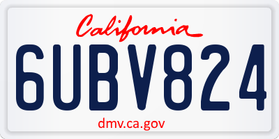 CA license plate 6UBV824