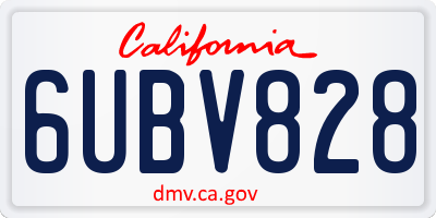 CA license plate 6UBV828