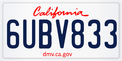 CA license plate 6UBV833