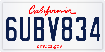 CA license plate 6UBV834