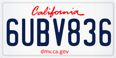 CA license plate 6UBV836