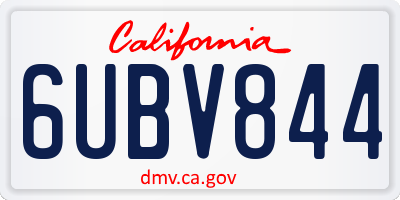 CA license plate 6UBV844
