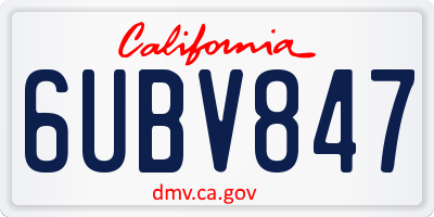 CA license plate 6UBV847