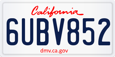 CA license plate 6UBV852