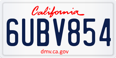 CA license plate 6UBV854