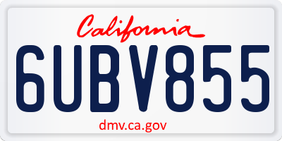 CA license plate 6UBV855