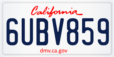 CA license plate 6UBV859