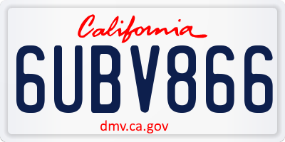 CA license plate 6UBV866