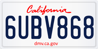 CA license plate 6UBV868