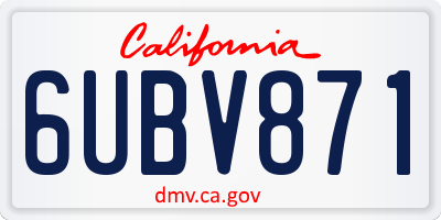 CA license plate 6UBV871