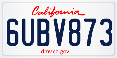 CA license plate 6UBV873