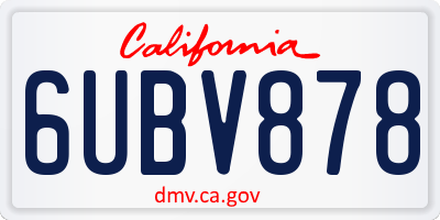 CA license plate 6UBV878
