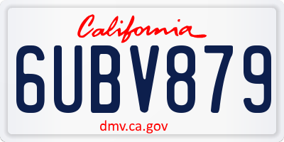 CA license plate 6UBV879