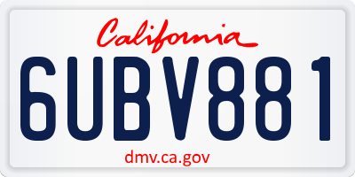 CA license plate 6UBV881