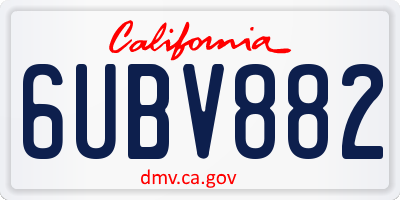 CA license plate 6UBV882