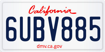 CA license plate 6UBV885