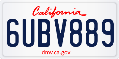 CA license plate 6UBV889
