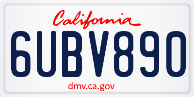 CA license plate 6UBV890