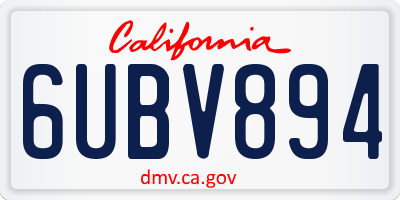 CA license plate 6UBV894