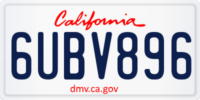 CA license plate 6UBV896