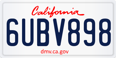 CA license plate 6UBV898
