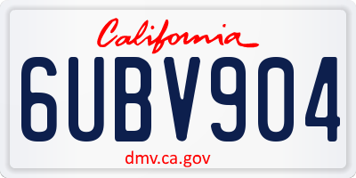 CA license plate 6UBV904