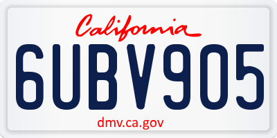 CA license plate 6UBV905