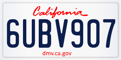 CA license plate 6UBV907