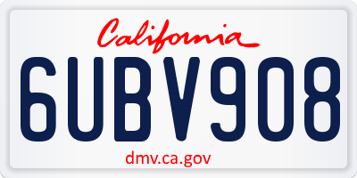 CA license plate 6UBV908