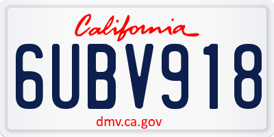 CA license plate 6UBV918