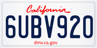 CA license plate 6UBV920