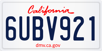 CA license plate 6UBV921