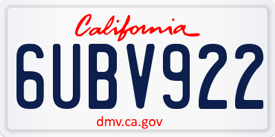 CA license plate 6UBV922