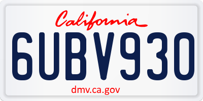CA license plate 6UBV930