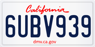 CA license plate 6UBV939