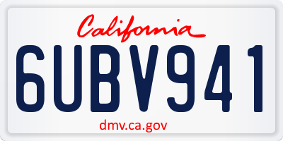 CA license plate 6UBV941