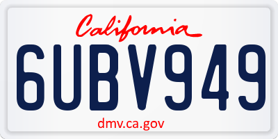 CA license plate 6UBV949