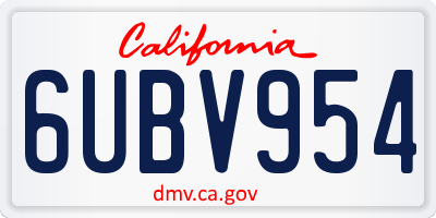 CA license plate 6UBV954